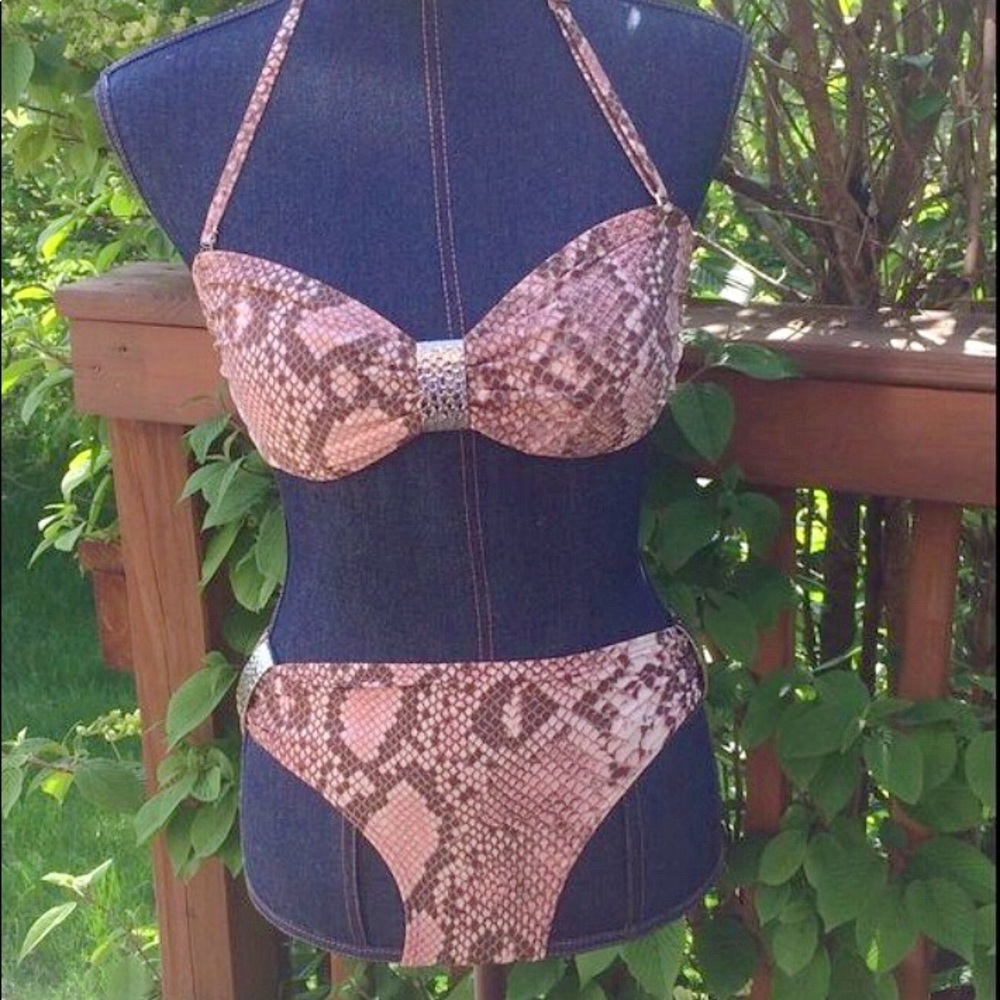 Michael Kors Python Print Bikini Size Small - Gla… - image 1